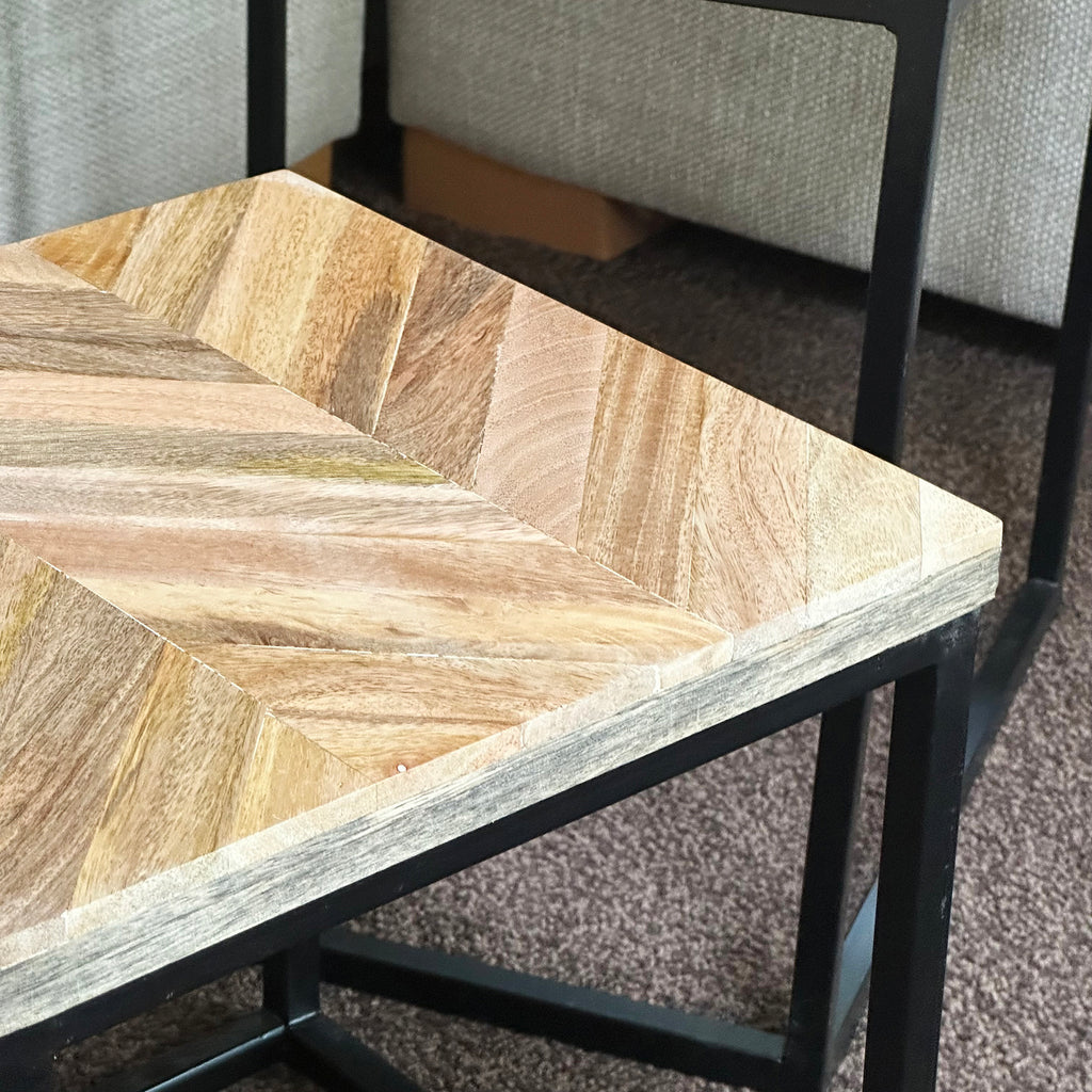 Set Of 3 Herringbone Nesting Side Tables