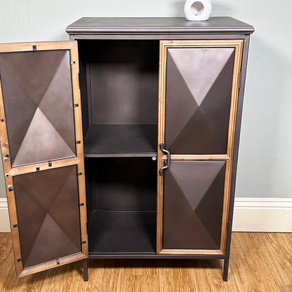 Industrial Silver Geometric Cabinet