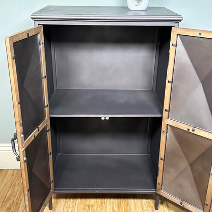 Industrial Silver Geometric Cabinet