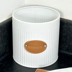 White Ribbed Utensil Pot