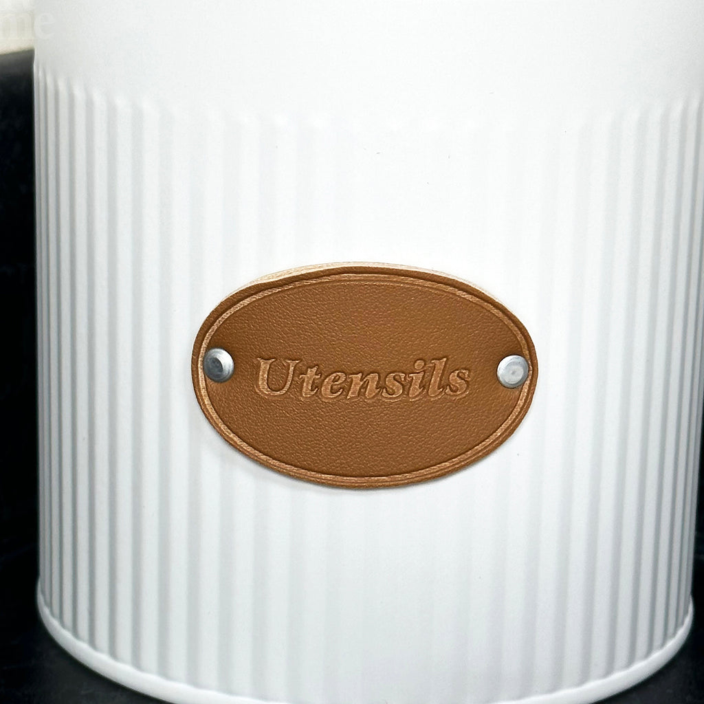 White Ribbed Utensil Pot