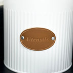 White Ribbed Utensil Pot