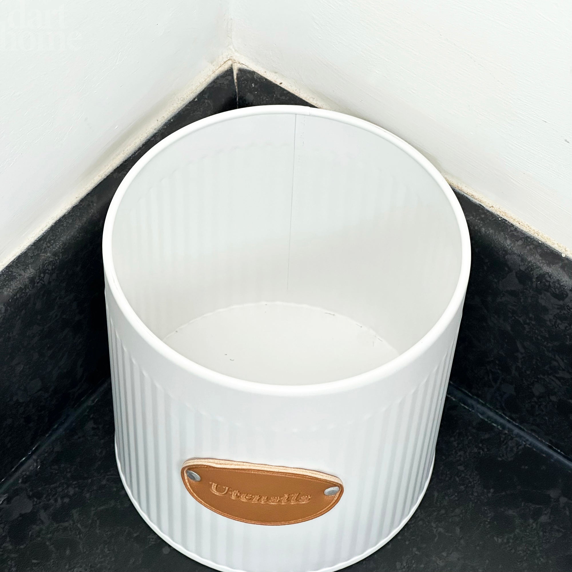 White Ribbed Utensil Pot