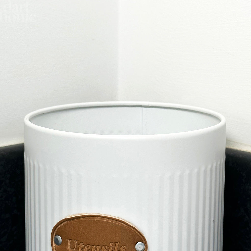 White Ribbed Utensil Pot