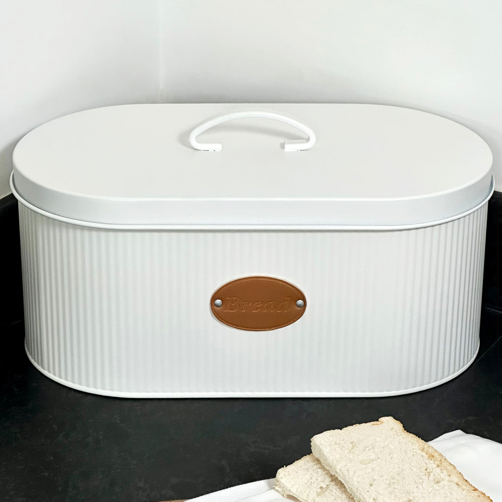 White Ribbed Bread Bin