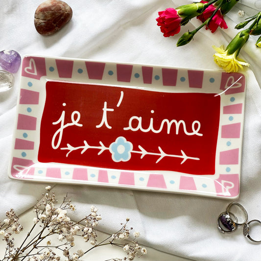 Stoneware Red Je T'aime Trinket Dish