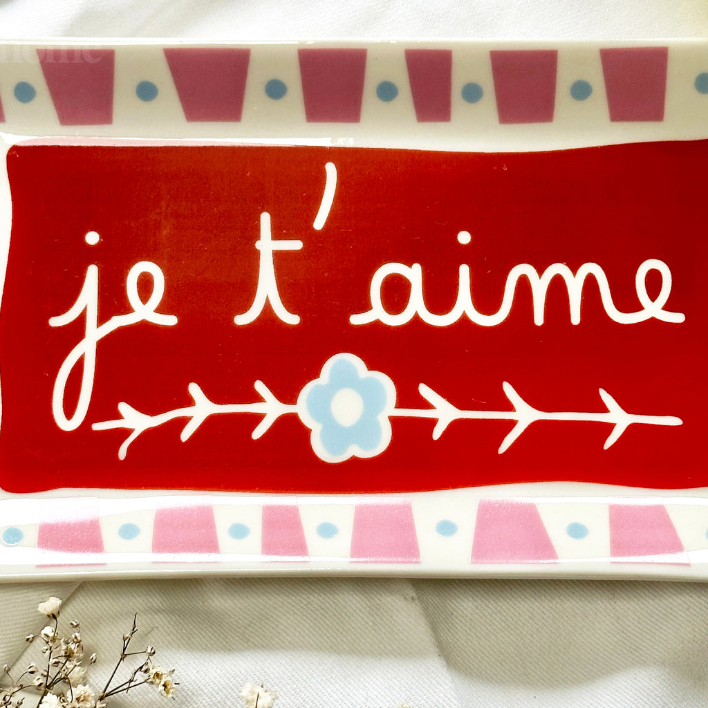 Stoneware Red Je T'aime Trinket Dish
