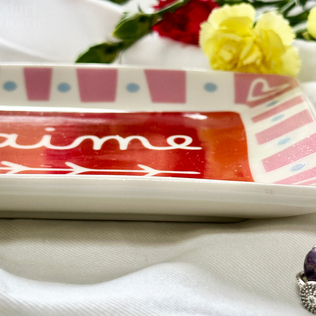 Stoneware Red Je T'aime Trinket Dish