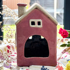 Pink Heart House Candle Holder