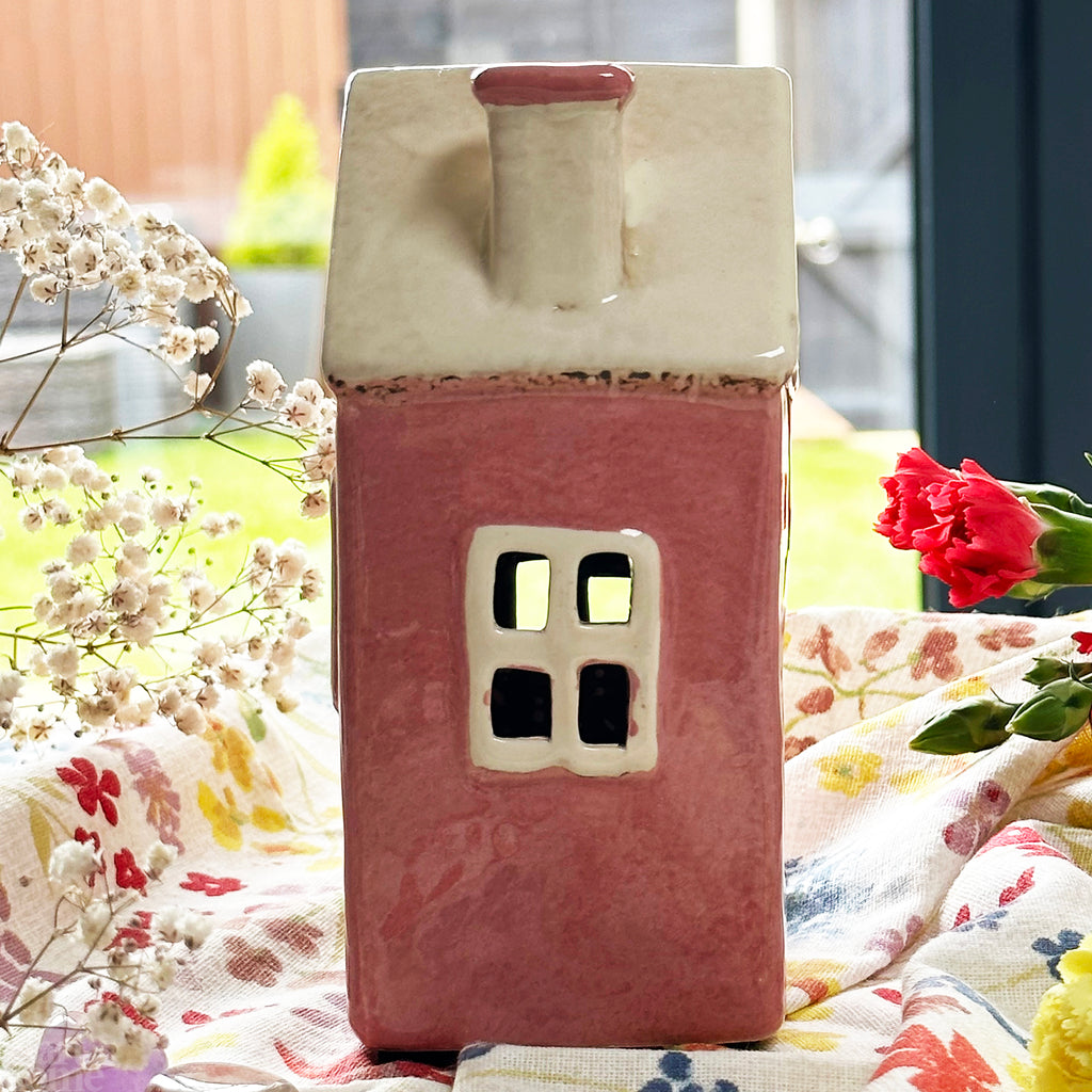 Pink Heart House Candle Holder