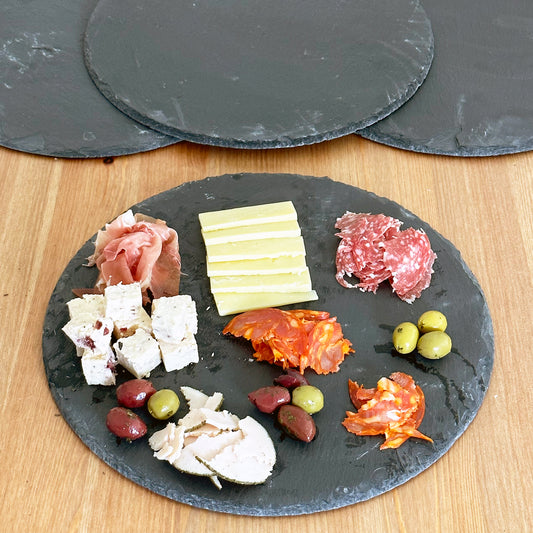 30cm Round Slate Serving Plate Set Of 4