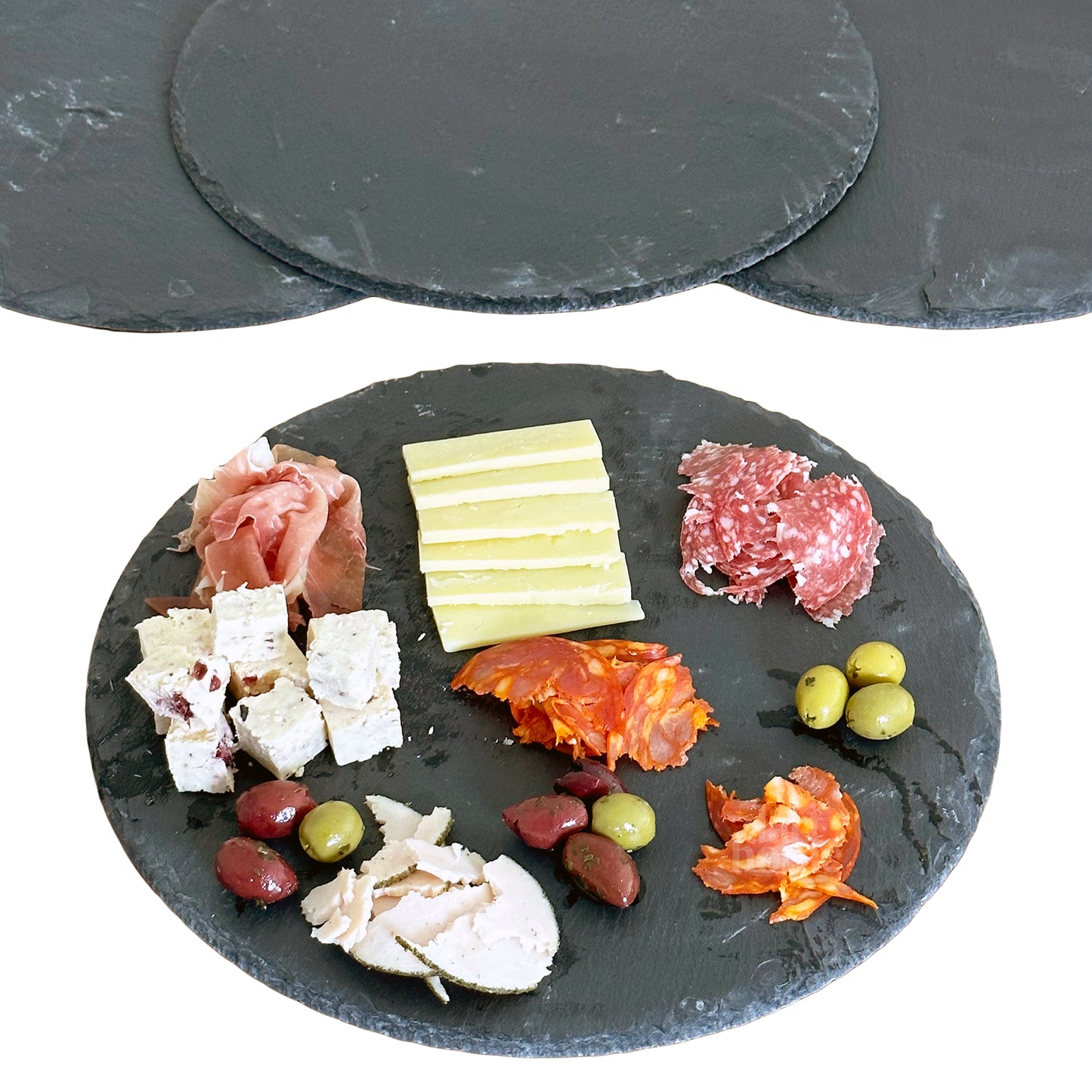 30cm Round Slate Serving Plate Set Of 4