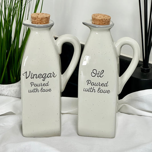 Speckled Grey Oil And Vinegar Bottle Set