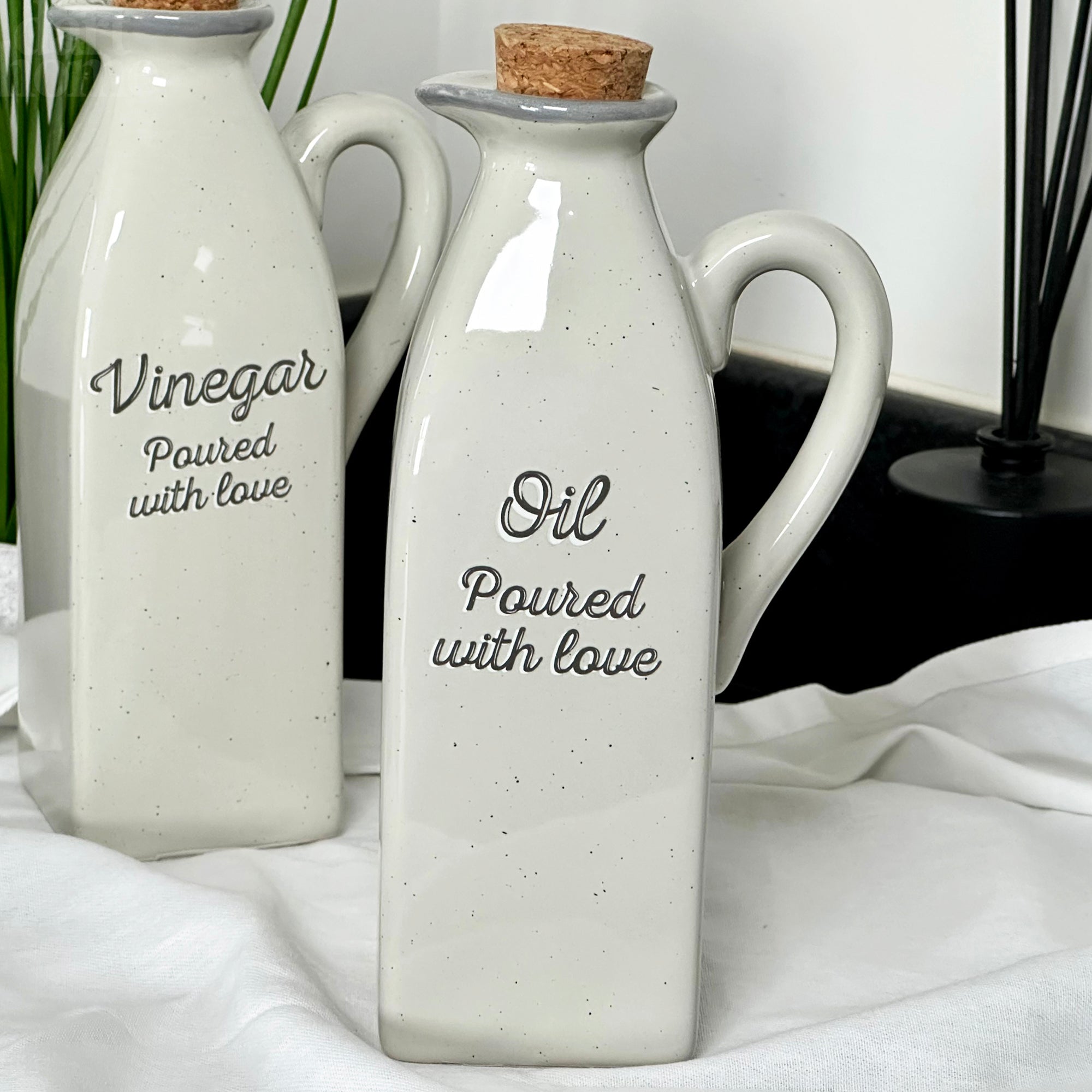 Speckled Grey Oil And Vinegar Bottle Set