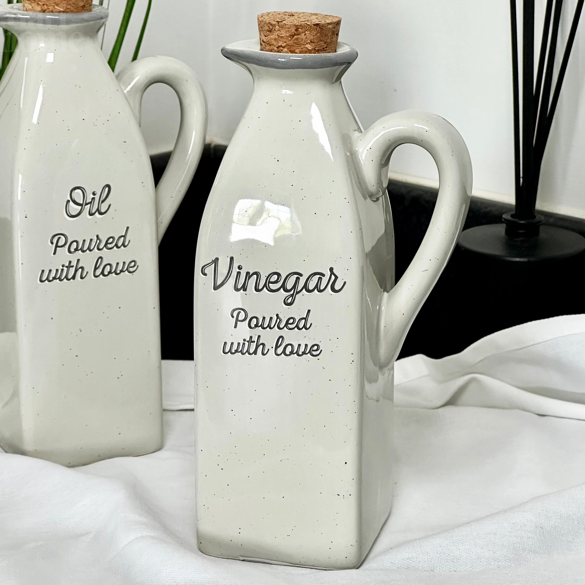 Speckled Grey Oil And Vinegar Bottle Set