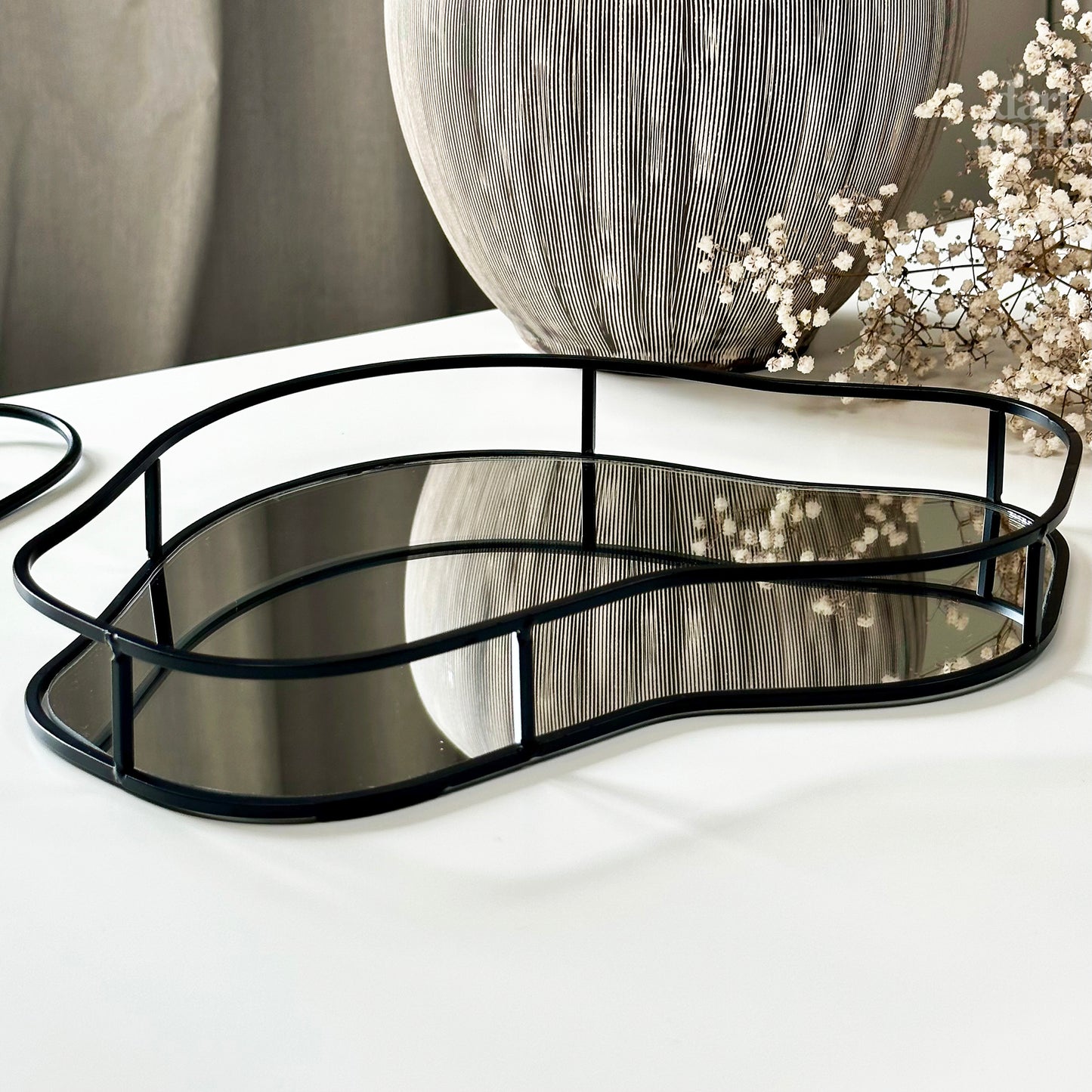 Black Pebble Mirror Tray - Style B