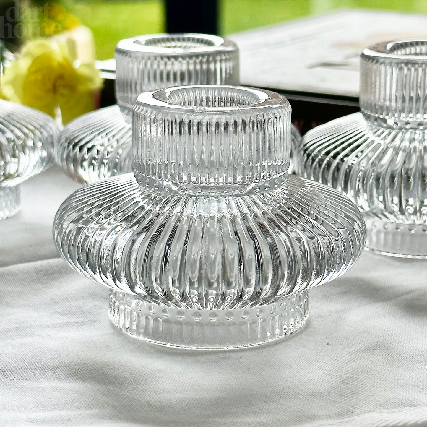 Double Sided Glass Candlestick Holder Set Of 4