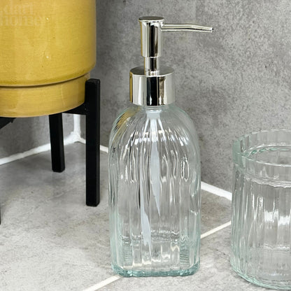 3pc Clear Ribbed Bathroom Set