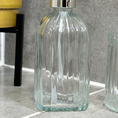 3pc Clear Ribbed Bathroom Set