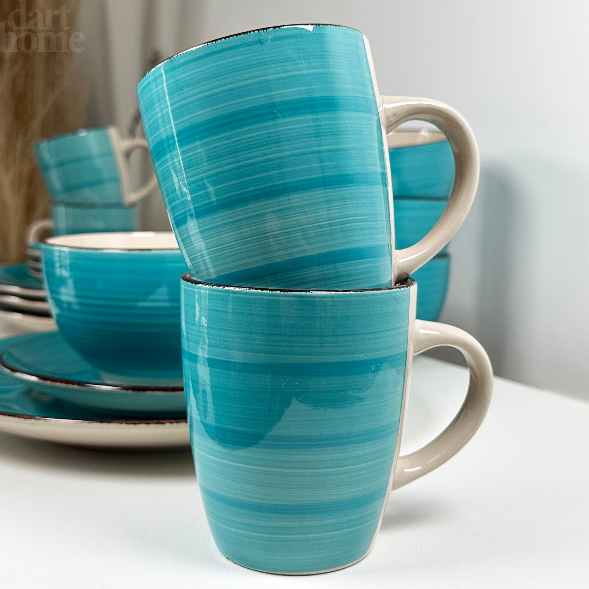 Blue Swirl 16 Piece Dinner Set