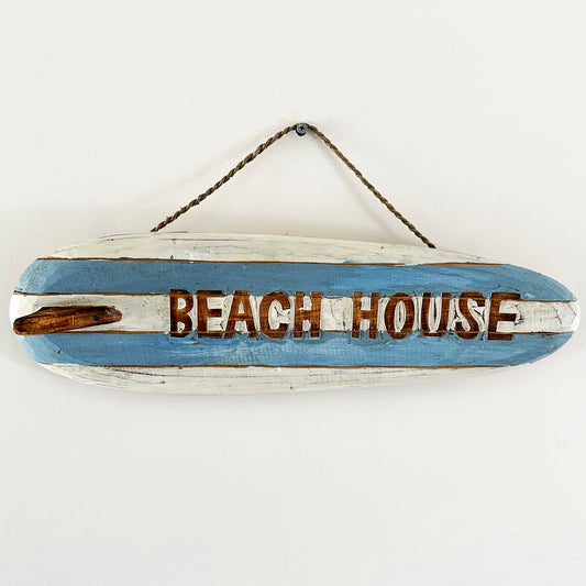 Hanging Beach House Surfboard Sign