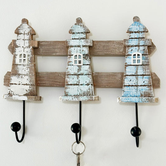 Rustic Lighthouse Triple Wall Hooks