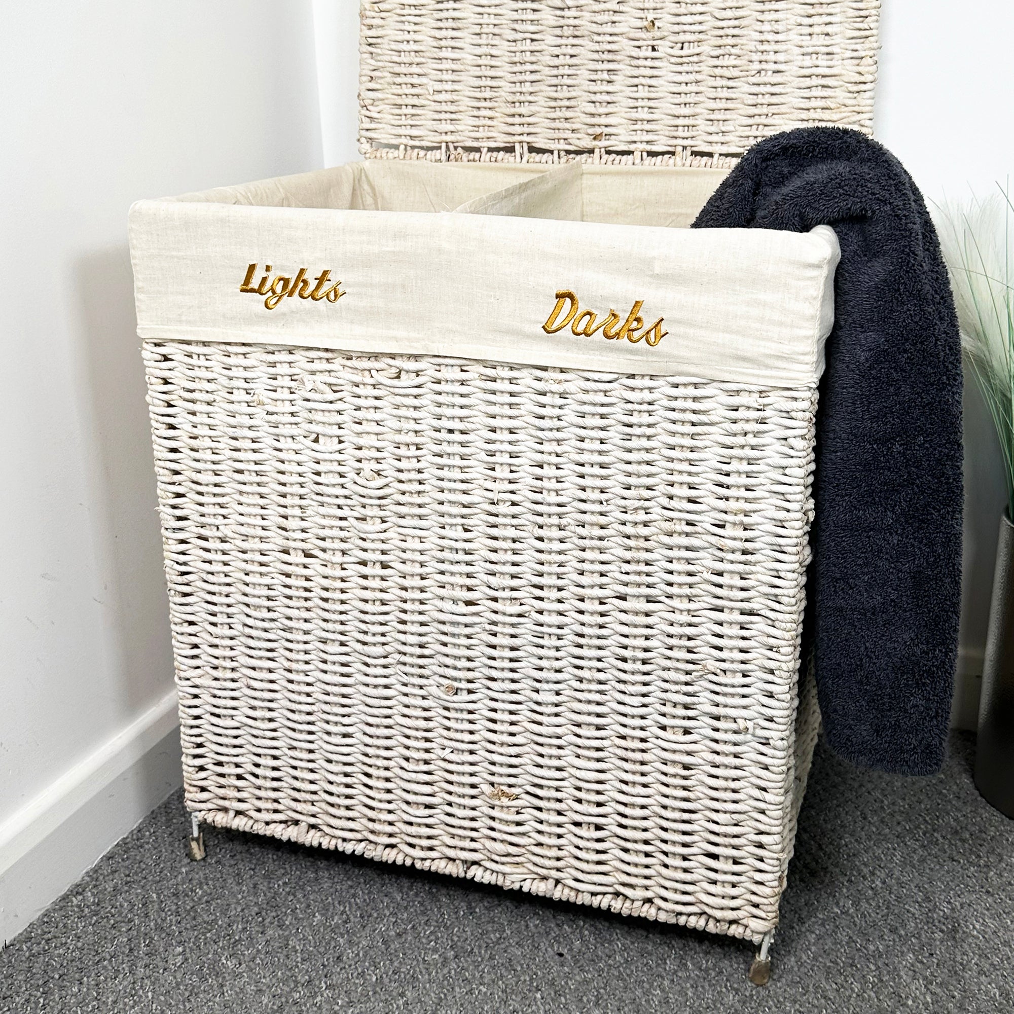 Lights And Darks Wicker Laundry Basket