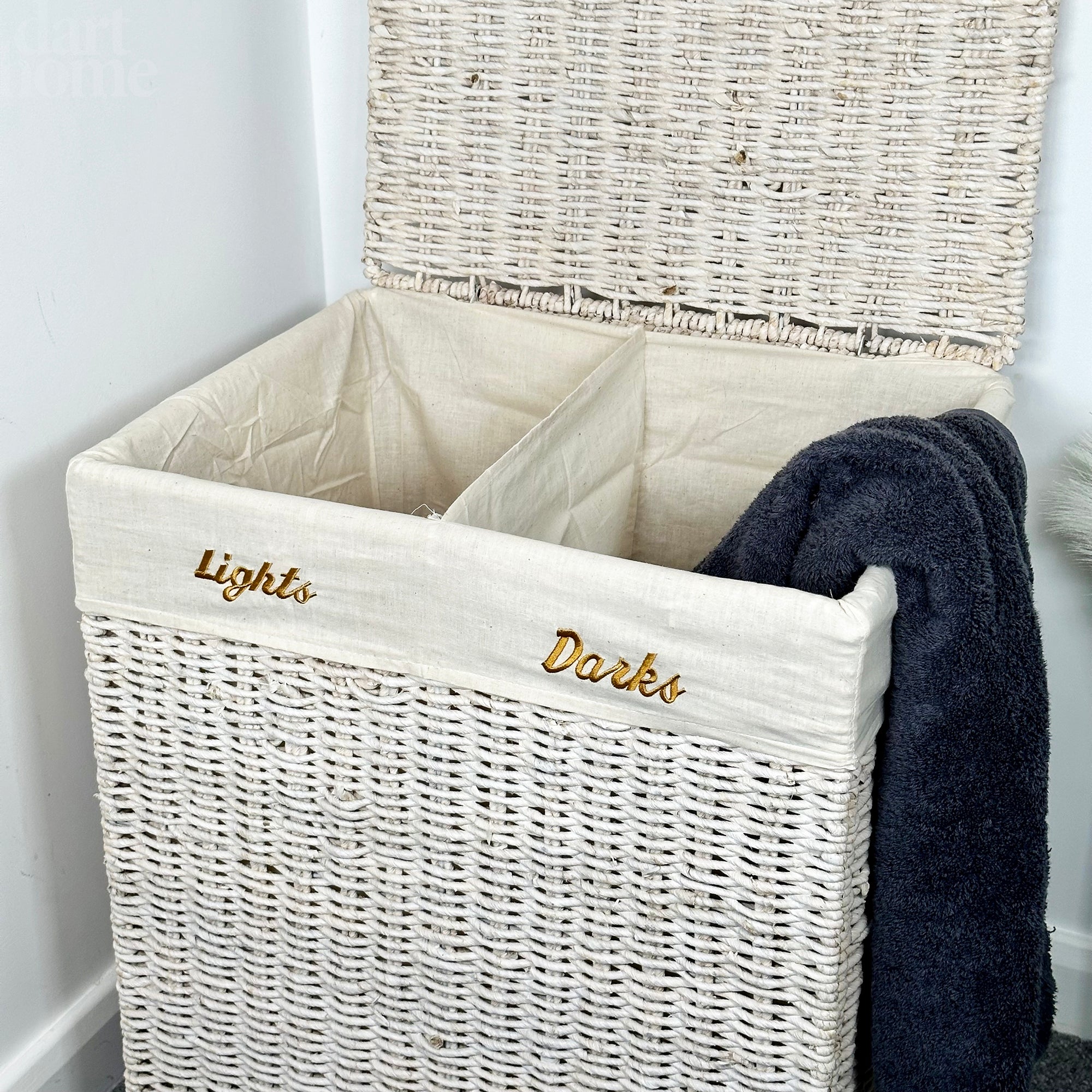 Lights And Darks Wicker Laundry Basket