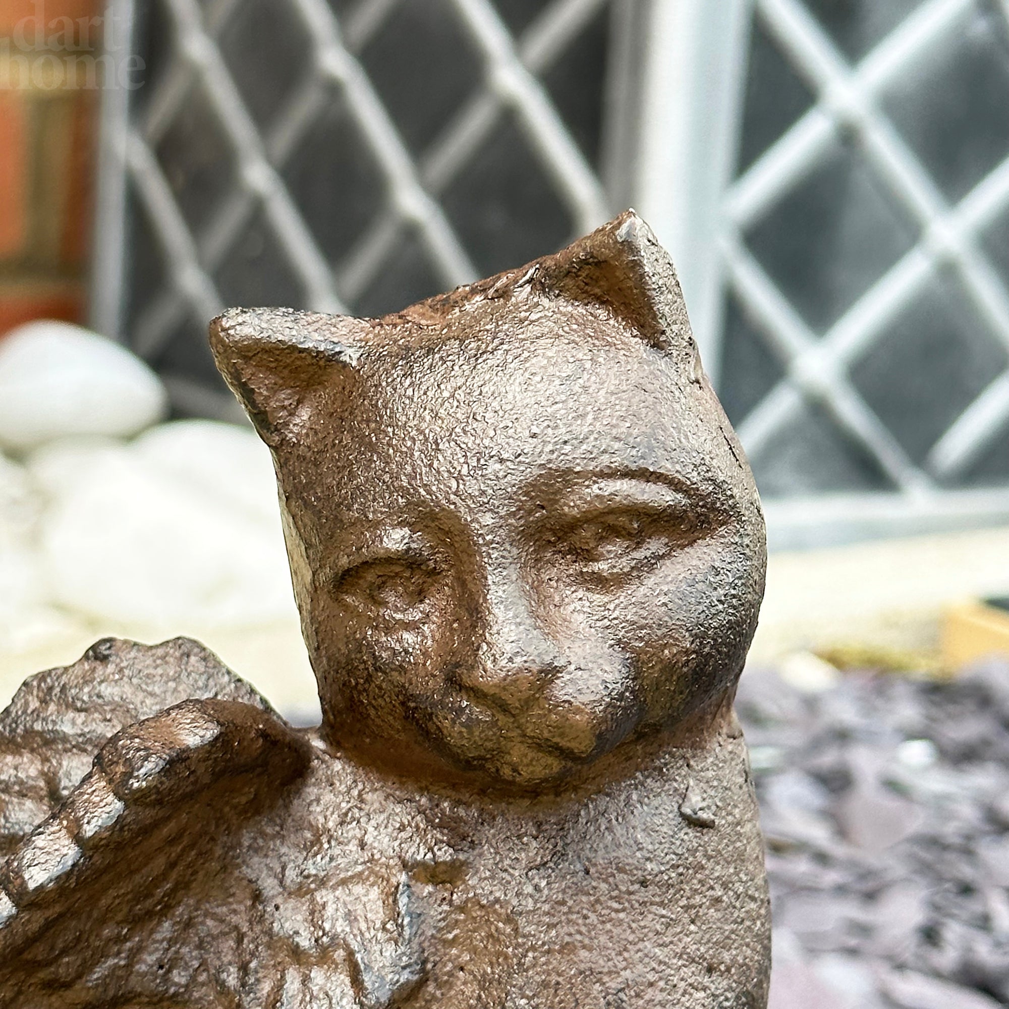 Cast Iron Cat Angel Figurine
