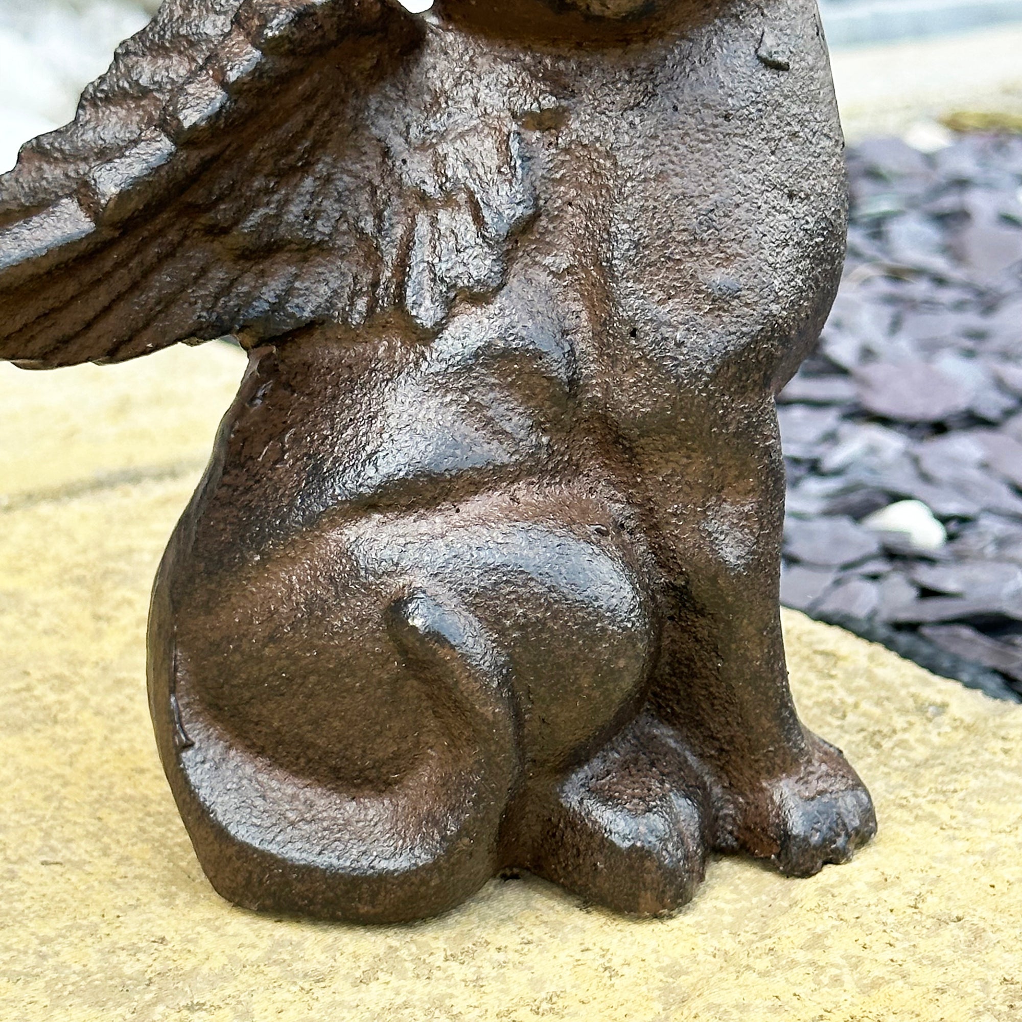 Cast Iron Cat Angel Figurine