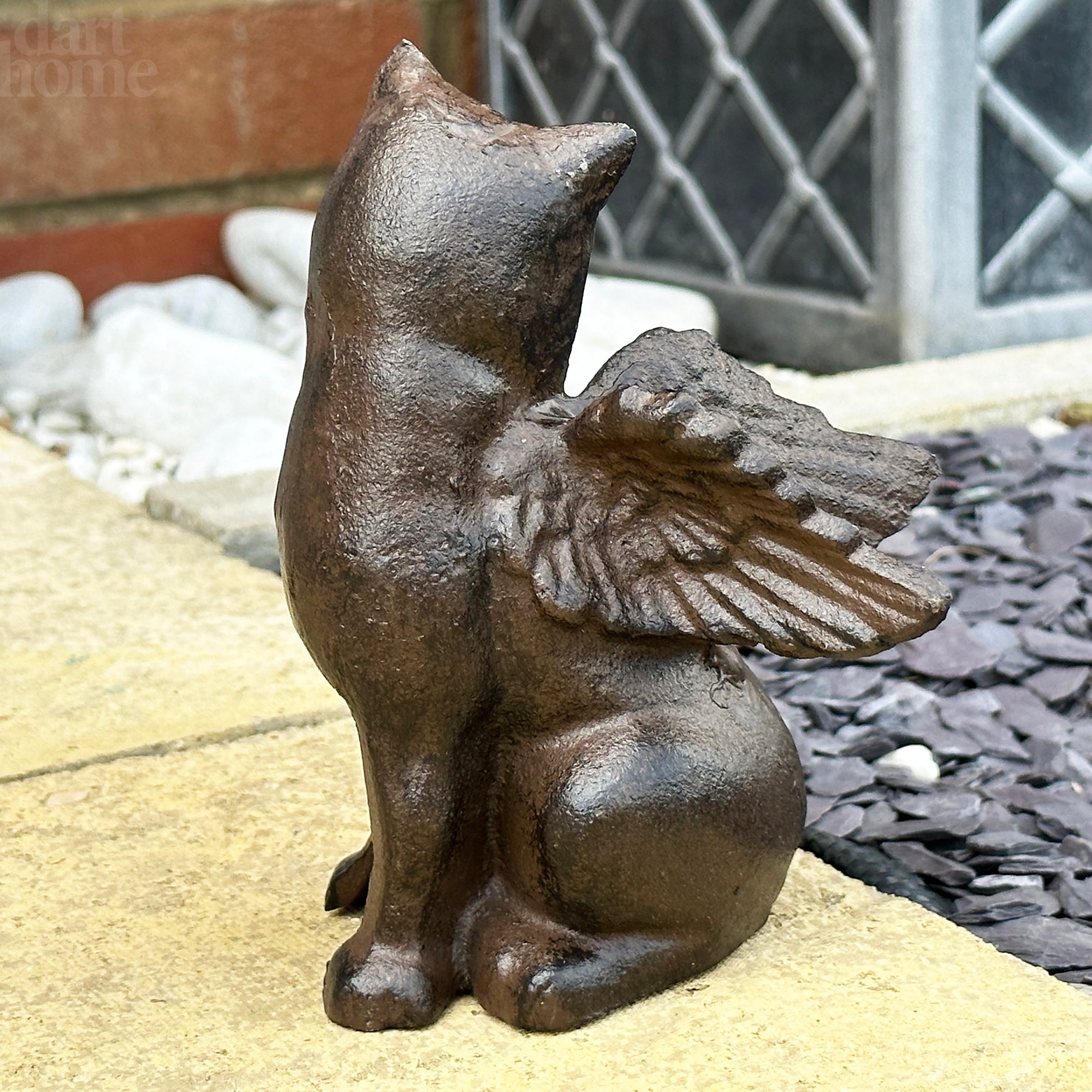 Cast Iron Cat Angel Figurine