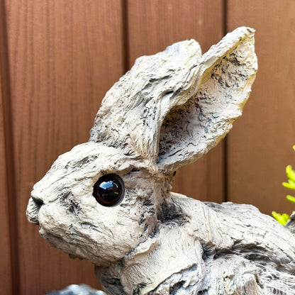 Wood Effect Bunny Sculpture