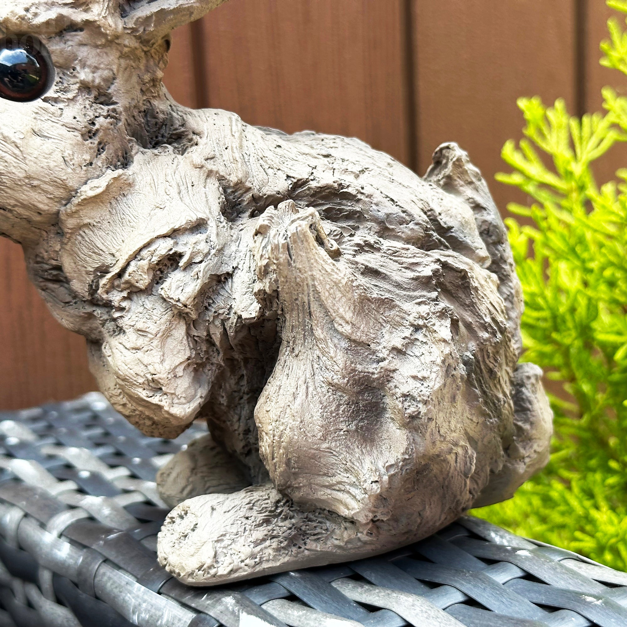 Wood Effect Bunny Sculpture