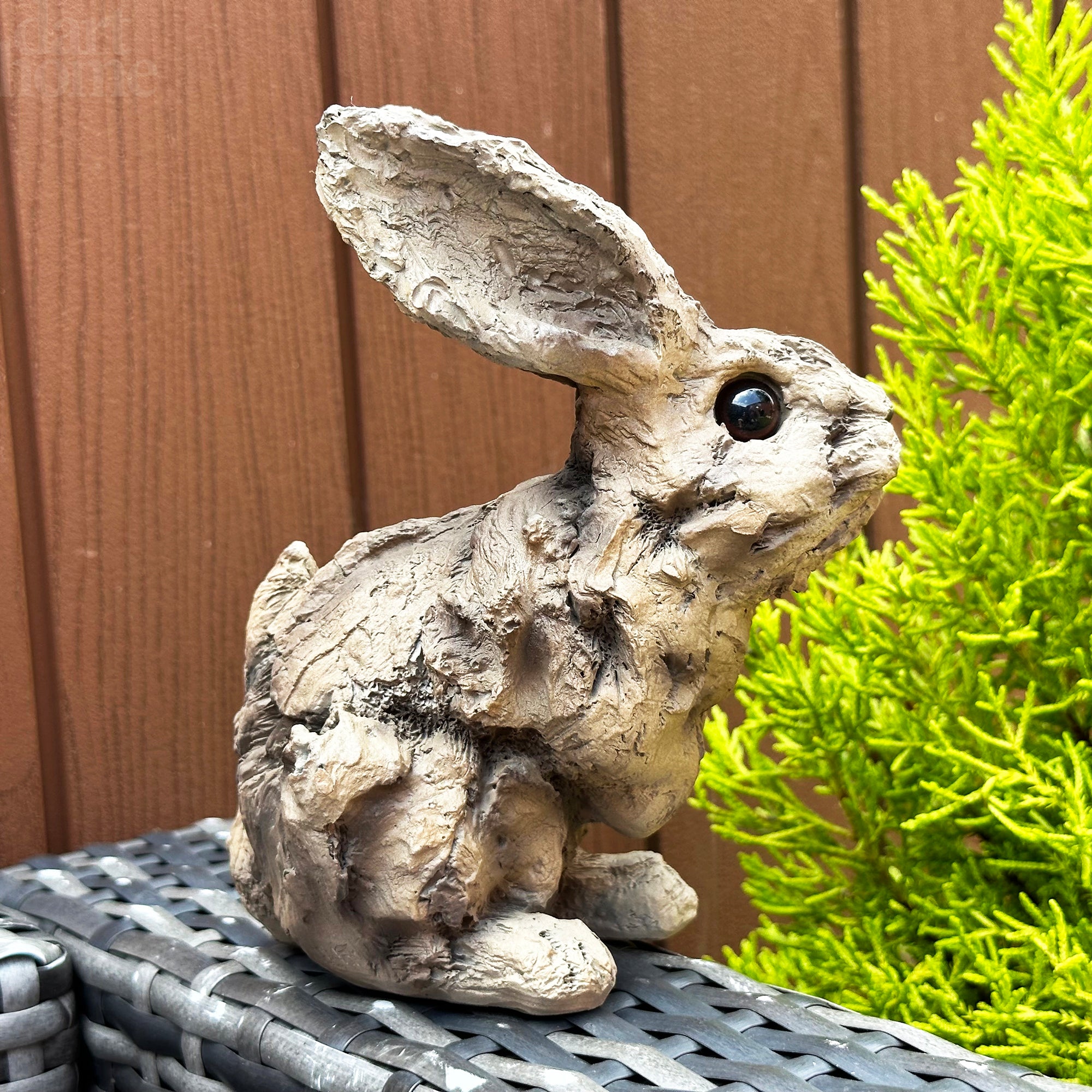 Wood Effect Bunny Sculpture