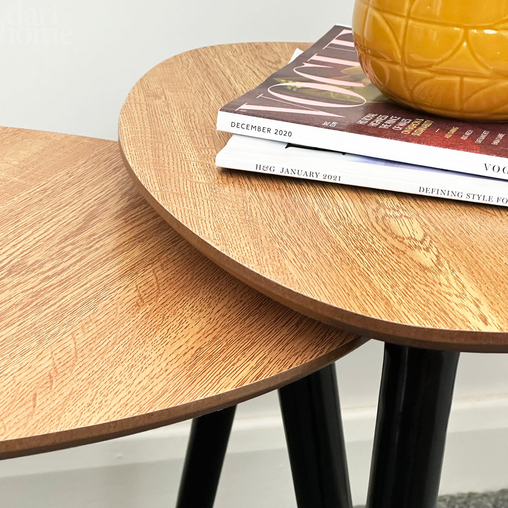 Set Of 2 Pebble Side Tables With Black Legs