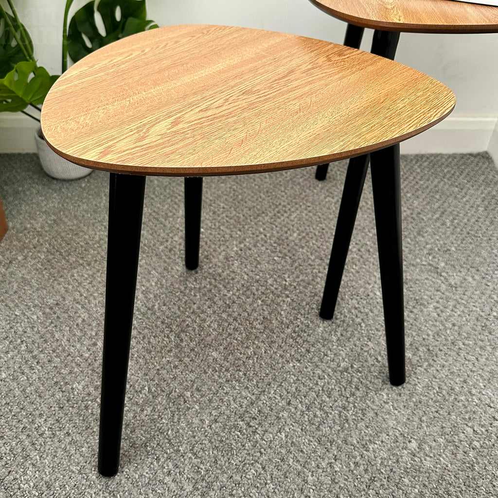 Set Of 2 Pebble Side Tables With Black Legs