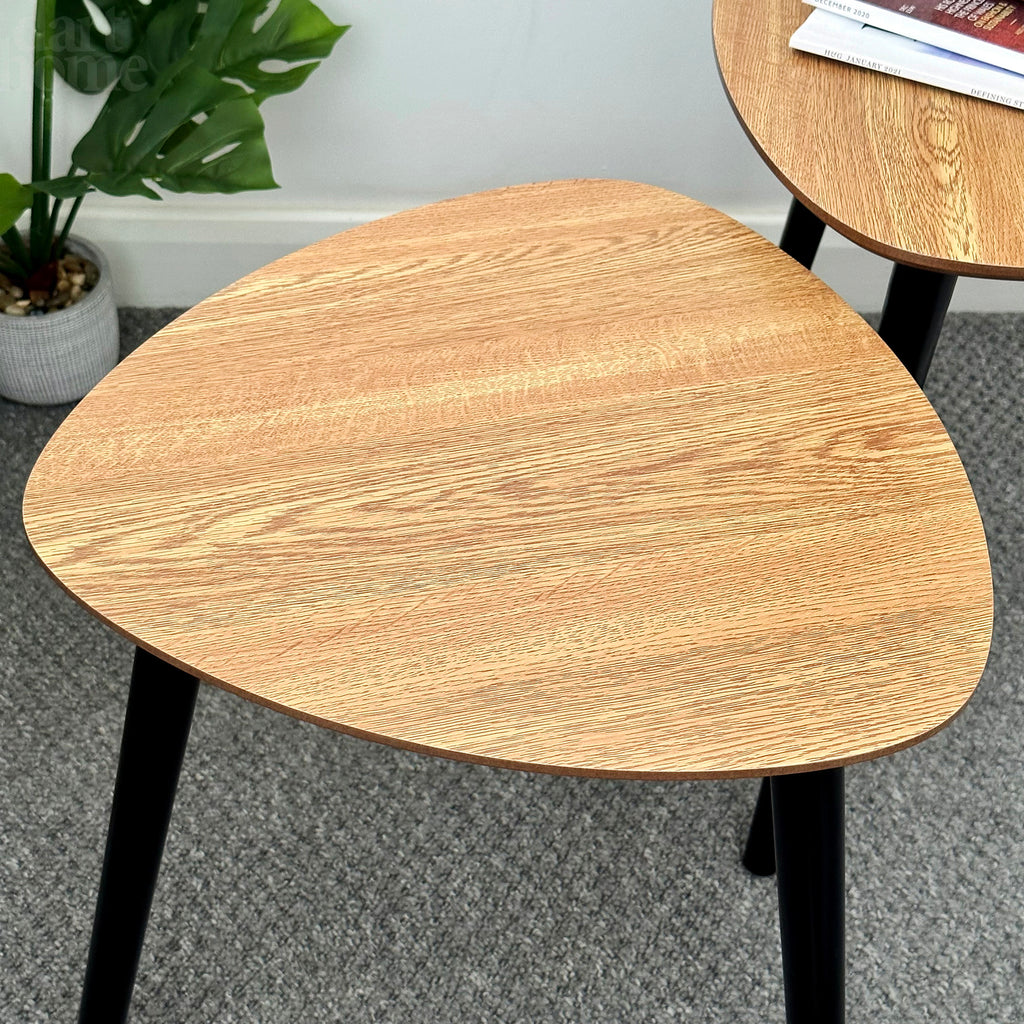 Set Of 2 Pebble Side Tables With Black Legs