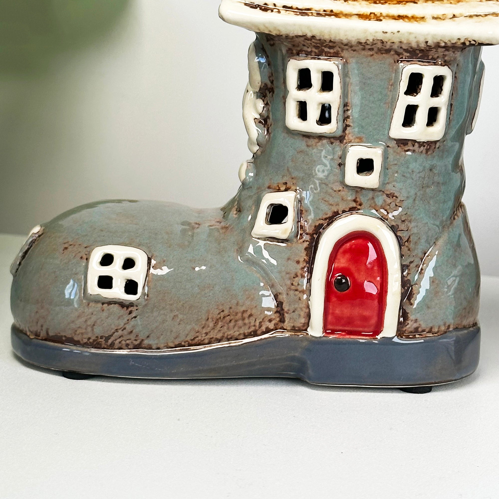 Grey Fairy Boot House Candle Holder