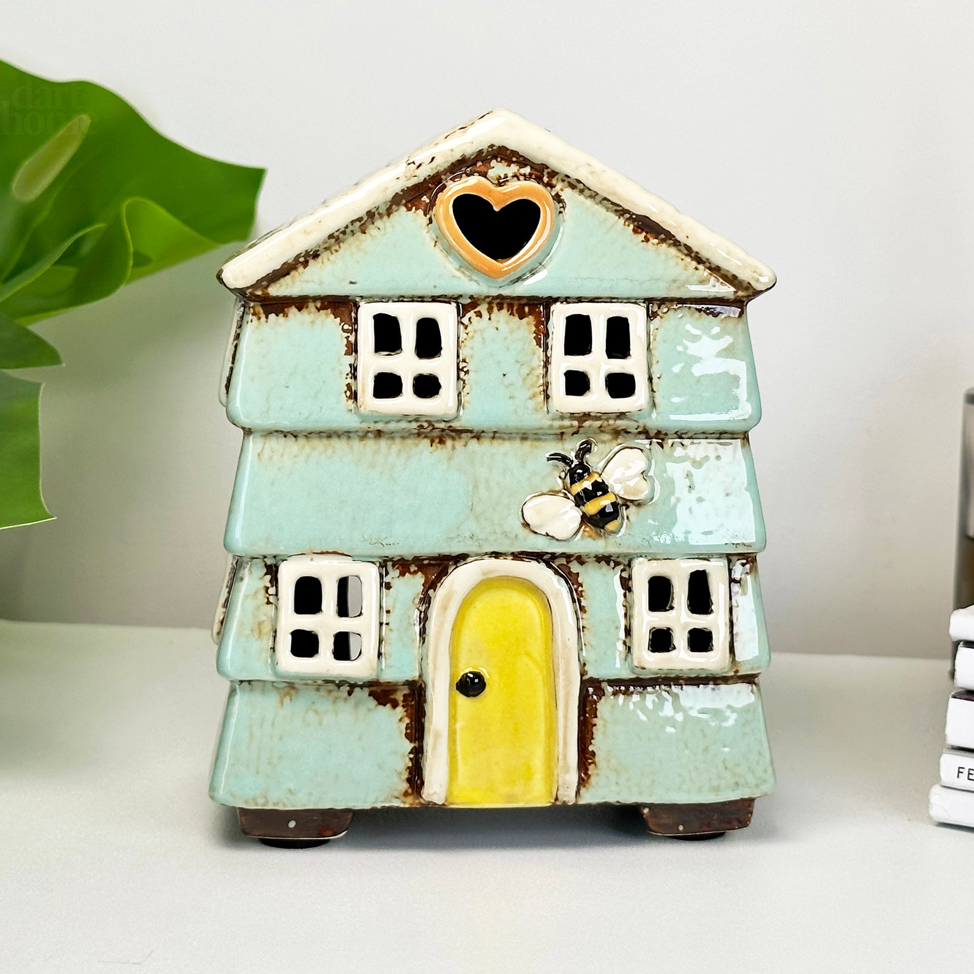 Blue Beehive House Candle Holder