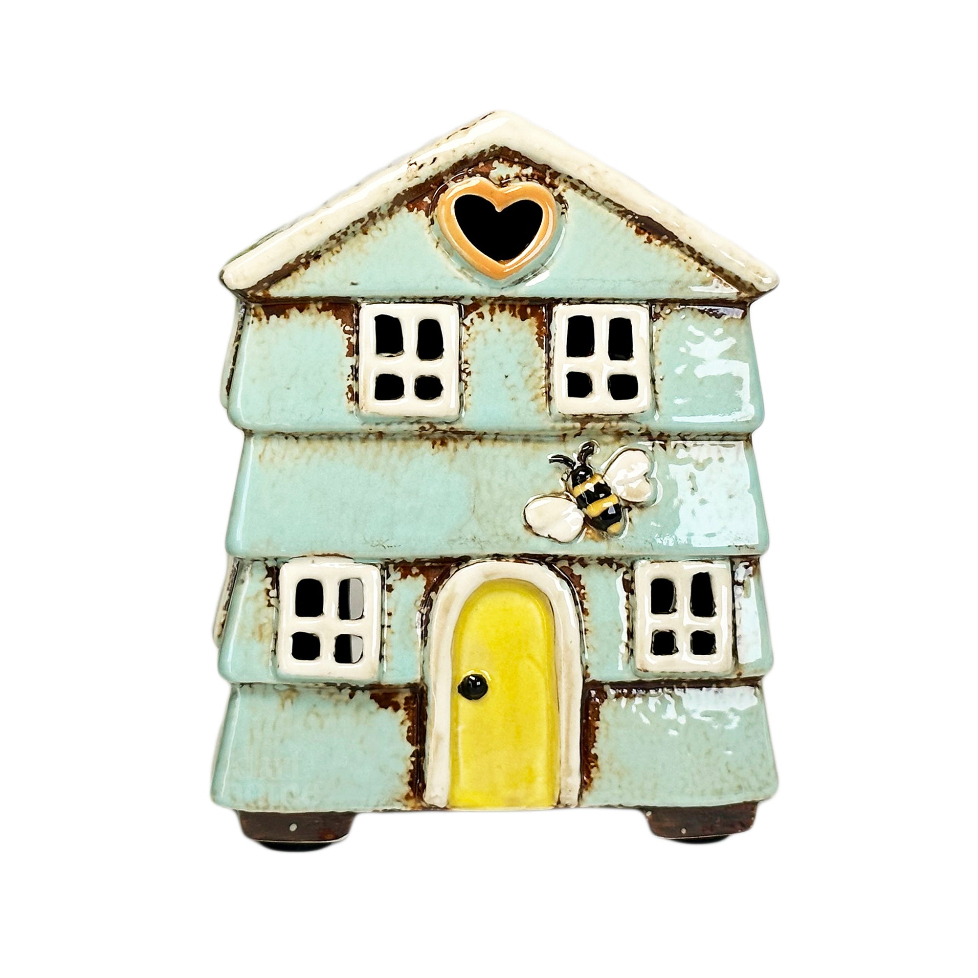 Blue Beehive House Candle Holder