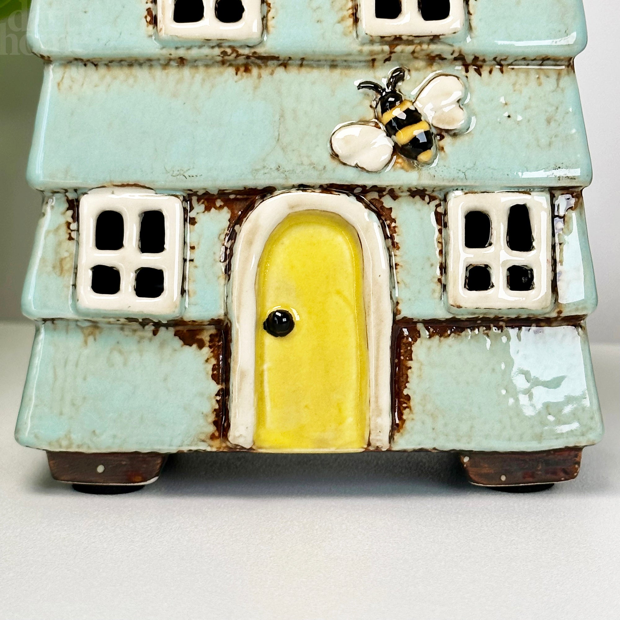 Blue Beehive House Candle Holder