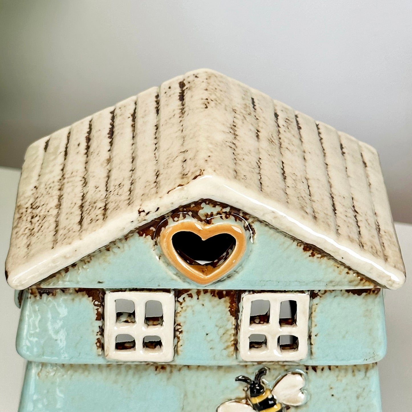 Blue Beehive House Candle Holder