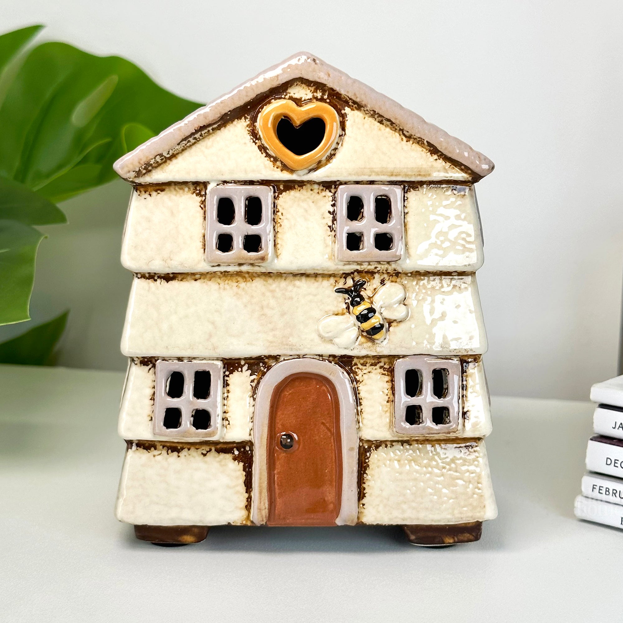 Cream Beehive House Candle Holder