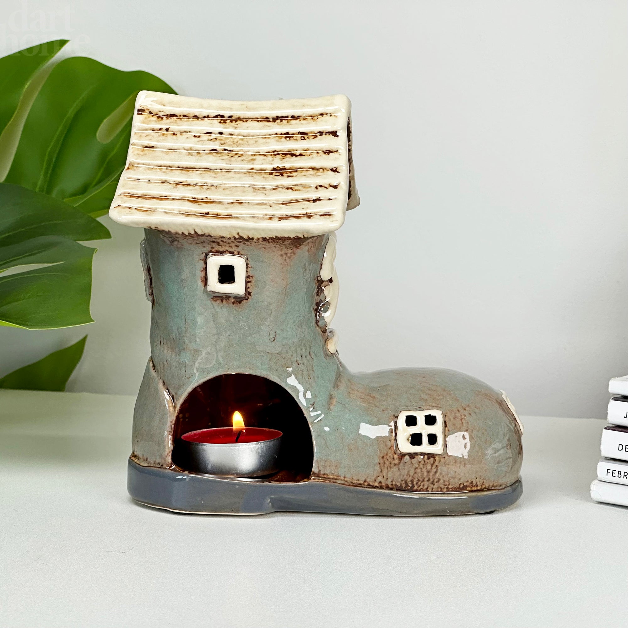 Grey Fairy Boot House Candle Holder