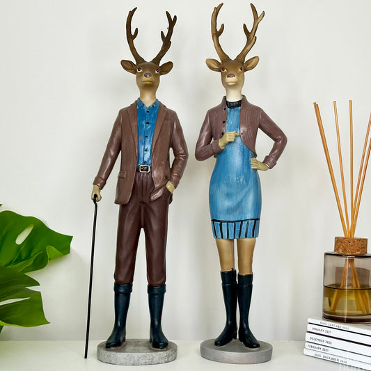 Gentleman And Lady Stag Ornament