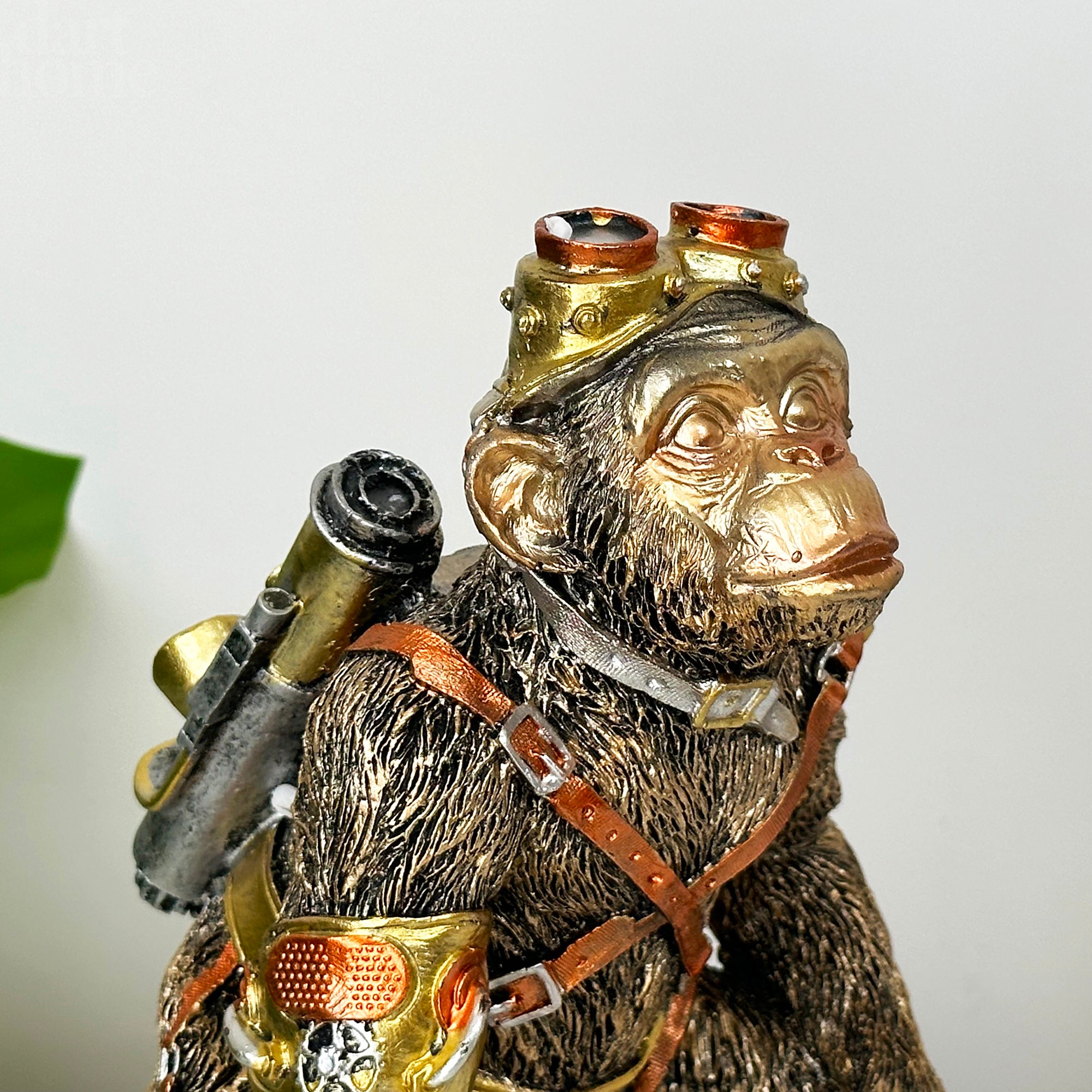 Gold Steampunk Monkey Sculpture
