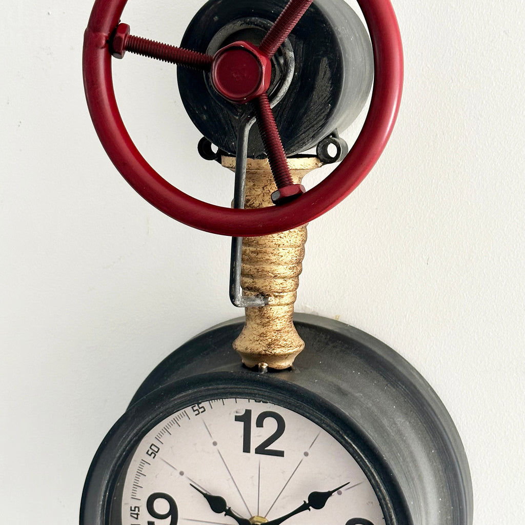 Pipefitter Clock Darthome Industrial Metal Pipe Wall Clock 19x38x13cm