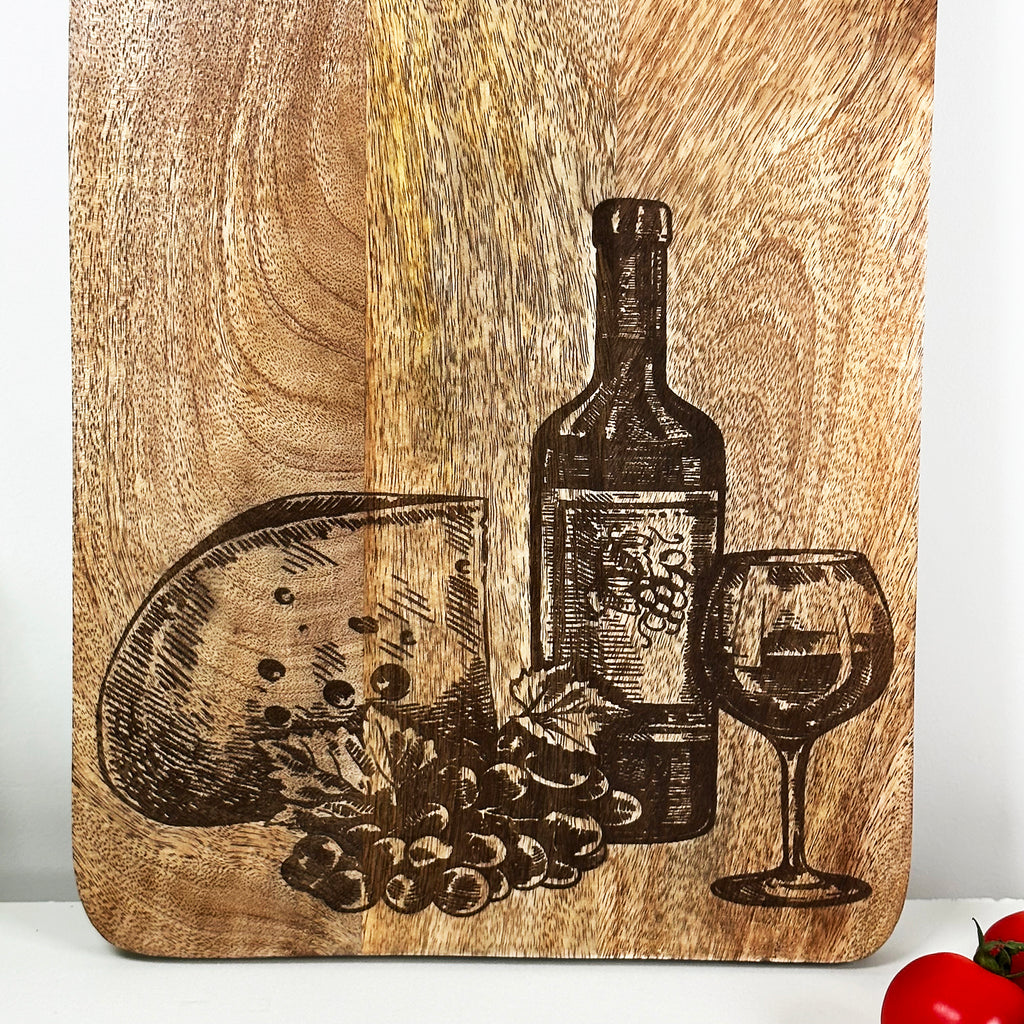 Geätztes Käse- und Weinschneidebrett B