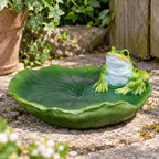 Frog On Lilypad Garden Bird Bath Ornament