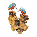 Teak Root Wood Double Kingfisher Sculpture